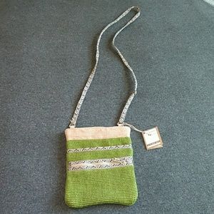 NWT Handmade green jute crossbody bag